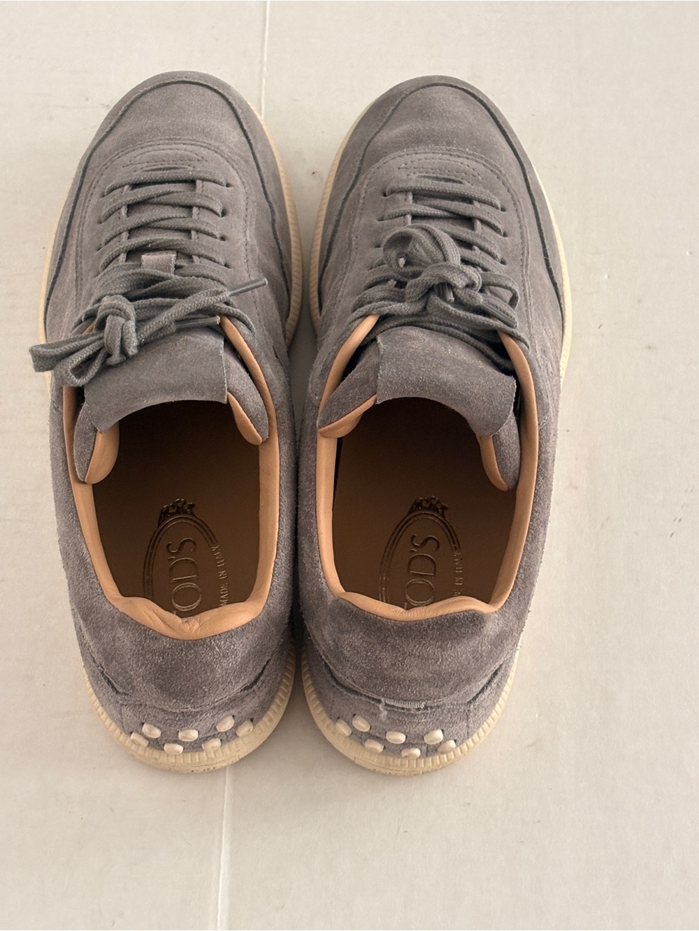 TOD’S Men's Tabs Suede Grey Low-Top Sneakers US 9 Made in Italy - Picture 11 of 12